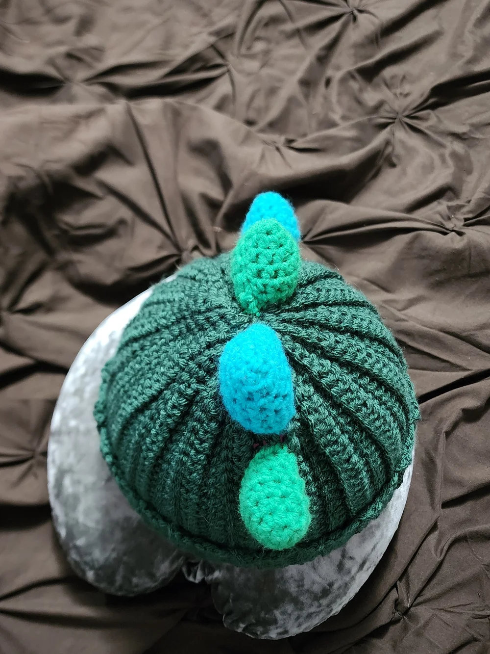 Kids Green & Blue Dino Beanie Hat